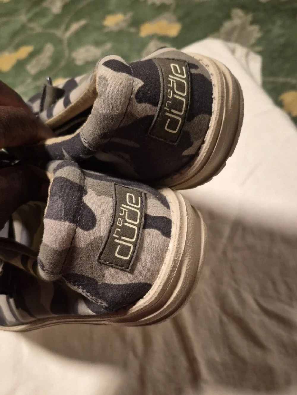 Hey Dude Men's Gray Camo Slip-On Sneakers